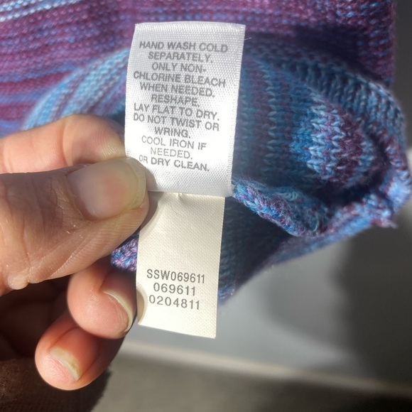 J.jill Sweater Top Women's Size S Purple/Blue Ombre Striped Wool Blend Warm Cozy - Picture 7 of 12